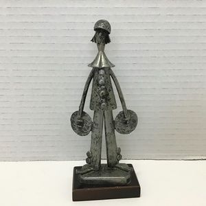 Vintage Plastic Silver Black Clown Made in Italy